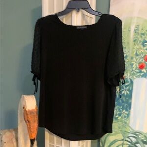 Adrianna Papell Black Relaxed Short Sleeve Blouse